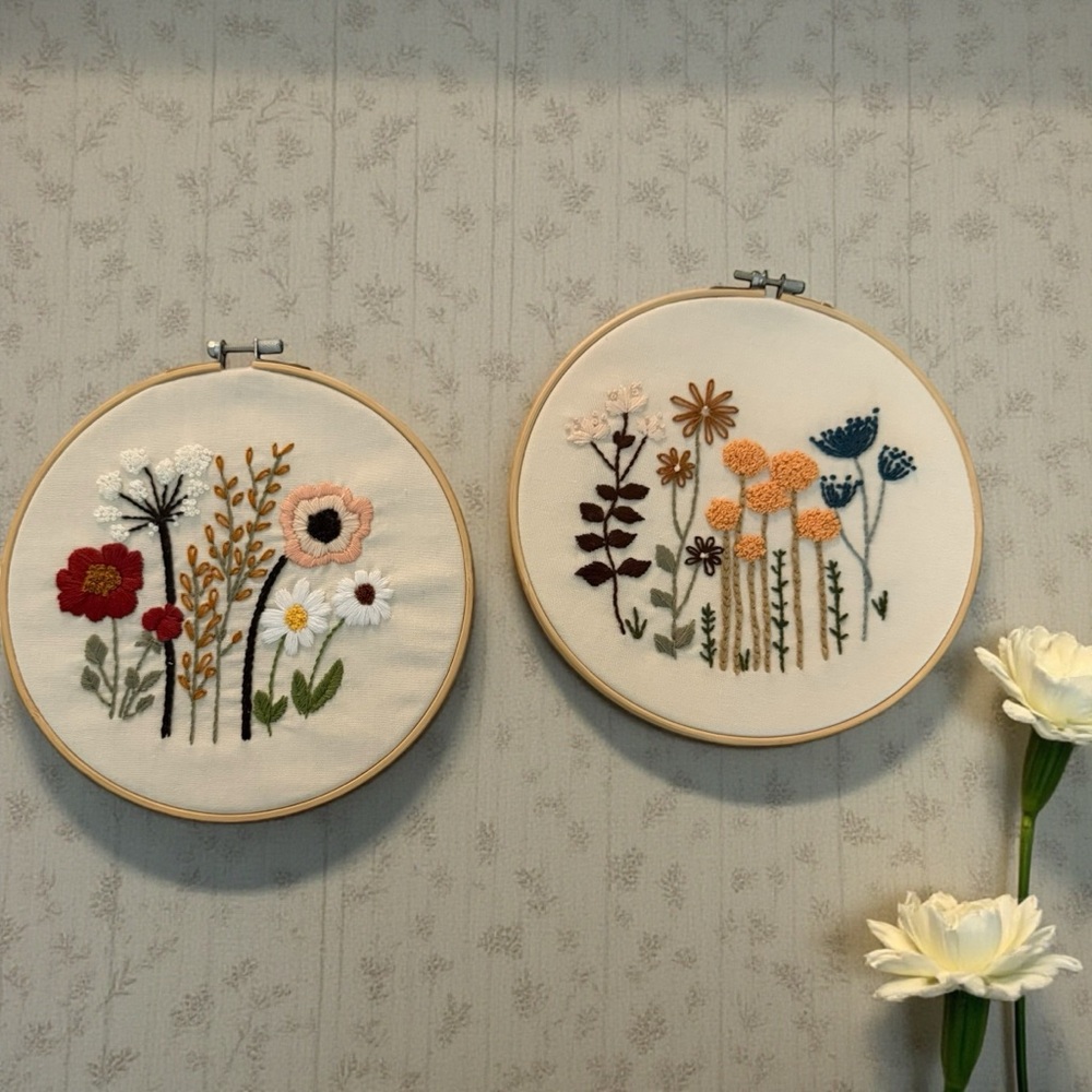 5 for $25!! Hand Embroidered Set -Wildflowers.
